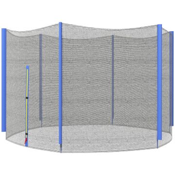 SPORTNOW Plasă Protecție Trambulină Rotundă 305cm cu 6 Stâlpi Drepti Rezistentă Negru/Albastru | Aosom Romania