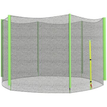 SPORTNOW Plasă Protecție Trambulină Rotundă 305cm cu 6 Stâlpi Drepti Rezistentă Negru/Verde | Aosom Romania