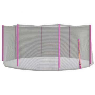 SPORTNOW Plasă Siguranță Trambulină Rotundă 366cm 8 Stâlpi Drepti Tarc Rezervă Plasă Rezistentă Negru Roz | Aosom Romania