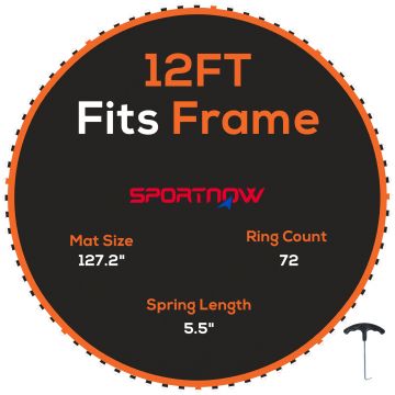 SPORTNOW Tapis de rechange pentru trampoline tapis de saut de remplacement, compatibil trampoline Ø 3,7 m și arcuri de 14 cm | Aosom Romania