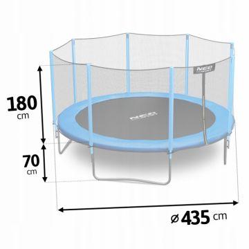 Trambulina de gradina cu plasa exterioara, stalpi si scara 435 cm (14FT) Neo-Sport NS-14Z181 albastru