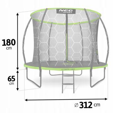 Trambulina de gradina cu plasa interioara 312 cm Neo-Sport NS-10C221 Verde