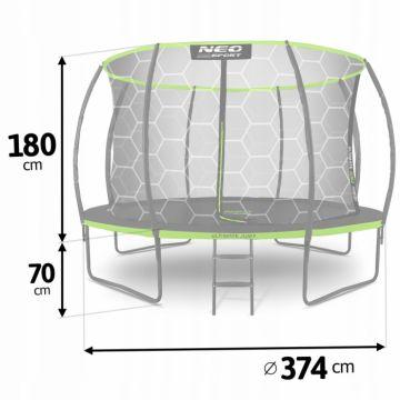 Trambulina de gradina cu plasa interioara 374 cm Neo-Sport NS-12C221 Verde