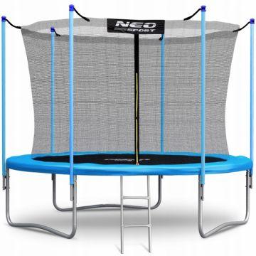 Trambulina de gradina cu plasa interioara, stalpi si scara 312 cm (10FT) Neo-Sport NS-10W191 albastru