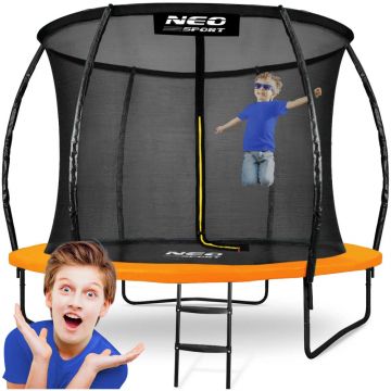 Trambulina de gradina pentru copii Neo-Sport Orange 312cm 10FT, Plasa interioara, Stalpi metalici cu protectie din burete, Intrare cu fermoar si catarama, Covoras impermeabil flexibil Trambulina de gradina pentru copii Neo-Sport Orange 312cm 10FT, Plasa interioara, Stalpi metalici cu protectie din burete, Intrare cu fermoar si catarama, Covoras impermeabil flexibil